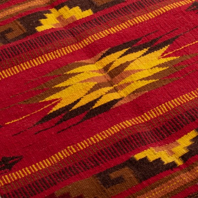 Wool area rug, 'Warm Andean Constellation' (2x3) - Handloomed Wool Area Rug with Warm Geometric Pattern (2x3)