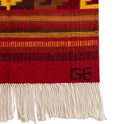 Wool area rug, 'Warm Andean Constellation' (2x3) - Handloomed Wool Area Rug with Warm Geometric Pattern (2x3)