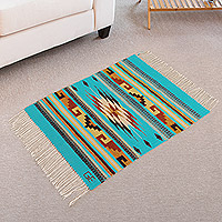 Wool area rug, 'Cool Andean Constellation' (2x3) - Handloomed Wool Area Rug with Cool Geometric Pattern (2x3)