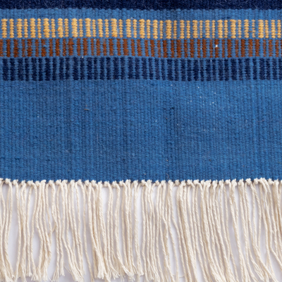 Wool rug, 'Andean Universe in Blue' (4x6) - Handloomed Wool Rug in Blue with Geometric Motifs (4x6)
