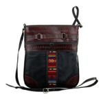 Wool-accented leather sling, 'Andean Dame' - Handcrafted Brown and Black Leather Sling with Wool Accent