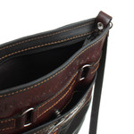 Wool-accented leather sling, 'Andean Dame' - Handcrafted Brown and Black Leather Sling with Wool Accent
