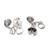 Sterling silver button earrings, 'Nazca Ape' - Nazca Sterling Silver Button Earrings with Monkey Icon