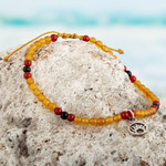 Agate and onyx beaded charm anklet, 'Bohemian Warmth' - Handmade Agate and Onyx Beaded Charm Anklet with Sun Charm