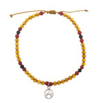 Agate and onyx beaded charm anklet, 'Bohemian Warmth' - Handmade Agate and Onyx Beaded Charm Anklet with Sun Charm