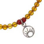 Agate and onyx beaded charm anklet, 'Bohemian Warmth' - Handmade Agate and Onyx Beaded Charm Anklet with Sun Charm