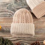 Reversible 100% alpaca hat, 'Warm and Snuggly' - Reversible 100% Alpaca Cable Knit Hat in Ivory and Beige