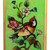 Portalápices de madera pintados al revés - Portalápices de madera pintados al revés con temática de pájaros en verde