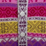 Alpaca blend cardigan, 'Empire Memories in Ruby' - Handwoven Fuchsia Alpaca Blend Cardigan with Inca Motifs