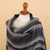 Baby alpaca blend shawl, 'Classic Shades' - Handloomed Baby Alpaca Blend Striped Shawl in Black and Grey (image 2e) thumbail