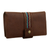 Leather wallet, 'Cusco Fortune' - Handcrafted Brown Leather Wallet with Cuzco Textiles