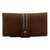 Leather wallet, 'Cusco Fortune' - Handcrafted Brown Leather Wallet with Cuzco Textiles