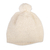 100% alpaca knit hat, 'Luminous Winter' - Milk White 100% Alpaca Knit Hat with Pompom Made in Peru