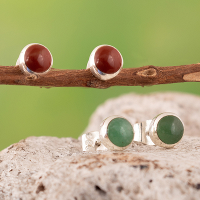 Gemstone button earrings, Prosperity Specks (pair)