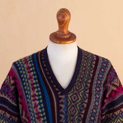 Jersey en mezcla de alpaca - Sweater en Mezcla de Alpaca con Cuello en V y Mangas Estilo Kimono