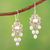 Cultured pearl chandelier earrings, 'Lustrous Flowers' - 925 Silver Floral Chandelier Earrings with Cultured Pearls (image 2) thumbail
