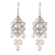 Cultured pearl chandelier earrings, 'Lustrous Flowers' - 925 Silver Floral Chandelier Earrings with Cultured Pearls