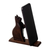 Soporte para teléfono de madera - Soporte para teléfono de madera de cedro con temática felina en tono marrón oscuro
