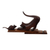 Wood phone holder, 'Helping Buddies' - Cat and Mouse Cedar Wood Phone Holder in Dark Brown Hue (image 2c) thumbail