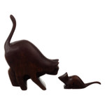 Wood sculptures, 'Games and Fun' (set of 2) - Cat and Mouse Cedar Wood Sculptures from Peru (Set of 2)