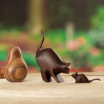 Wood sculptures, 'Games and Fun' (set of 2) - Cat and Mouse Cedar Wood Sculptures from Peru (Set of 2)