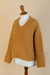 Alpaca blend sweater, 'Honey Illusions' - Knitted Soft Alpaca Blend Sweater in a Solid Honey Hue