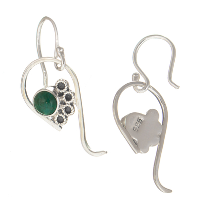 Chrysocolla dangle earrings, 'Classic Nature' - Polished Classic Dangle Earrings with Chrysocolla Gems