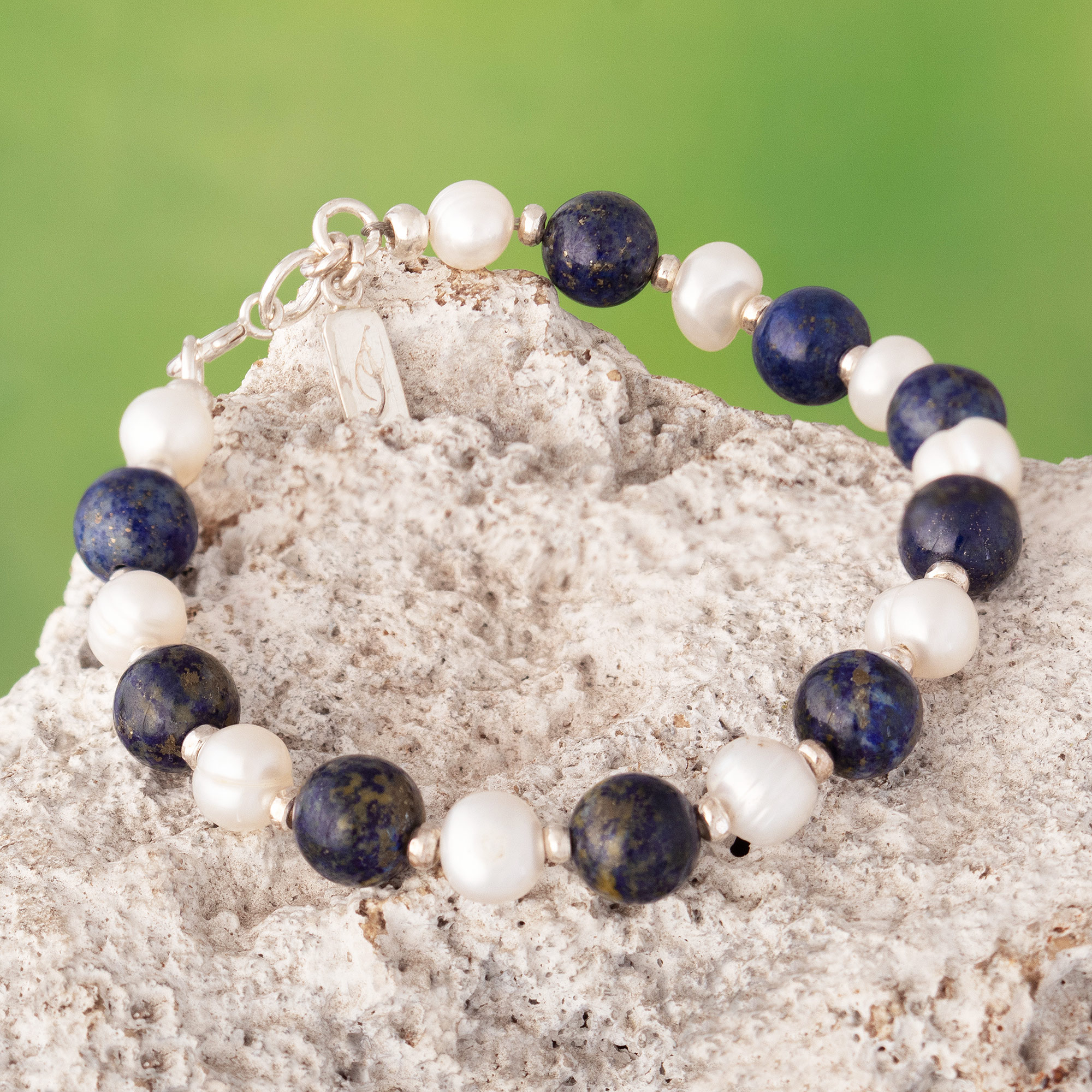 Lapis Lazuli beads and Gold Plated Mini Charm Bracelet - Range of