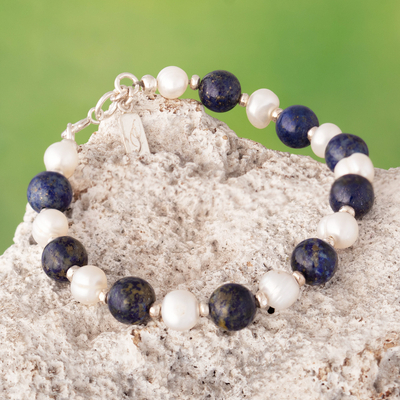 Lapis Lazuli Bracelet with Silver Spacers – Ouen อ้วน Designs