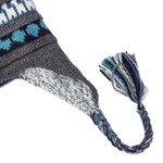 Reversible alpaca blend chullo hat, 'Snowy Adventure' - Handwoven Reversible Grey and White Alpaca Blend Chullo Hat