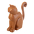Wood sculpture, 'Claw' - Hand-Carved Brown Cedar Wood Cat Sculpture from Peru