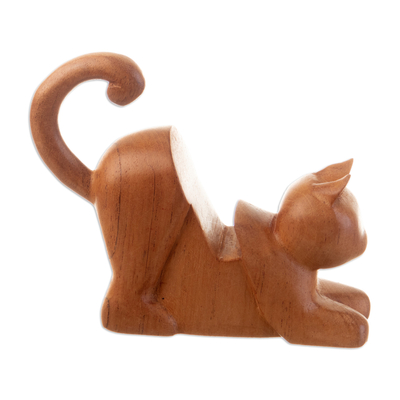 Soporte para teléfono de madera - Soporte para teléfono de gato de madera de cedro tallado a mano de Perú