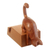 Telefonhalter aus Holz - Handgeschnitzter Telefonhalter aus braunem Zedernholz mit Katzenmotiv