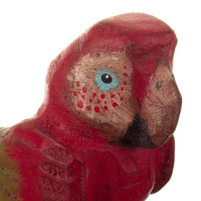 estatuilla de madera - Figura de guacamayo de madera de cedro tallada a mano con acabado pintado