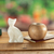 Alabaster figurine, 'Innocent Purrs' - Hand-Carved Natural Alabaster Stone Cat Figurine from Peru