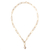 Cultured pearl pendant necklace, 'Prosperity Links' - Polished 18k Gold-Plated Pendant Necklace with White Pearl