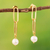 Cultured pearl dangle earrings, 'Prosperity Links' - Polished 18k Gold-Plated Dangle Earrings with Cream Pearls (image 2) thumbail