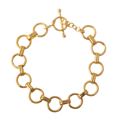 Gold-plated link bracelet, 'Divine Wealth' - Modern 18k Gold-Plated Link Bracelet in a High Polish Finish