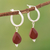 Jasper hoop earrings, 'Red Delight' - Sterling Silver Hoop Earrings with Dangling Jasper Stone