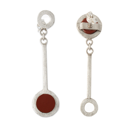 Jasper dangle earrings, 'Intense Reflections' - Natural Jasper Dangle Earrings with a Modern Design