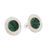 Chrysocolla button earrings, 'Intuition Core' - Round Sterling Silver Button Earrings with Chrysocolla Gems