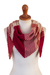 Cotton blend scarf, 'Spectacular Sunset' - Red & Salmon Cotton Blend Scarf Hand-Knit in Triangle Shape
