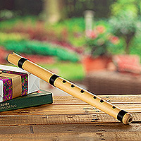 Natural cane flute, 'Peruvian Winds' (16.5 inch) - Traditional Natural Guadua Cane Flute in F Major (16.5 inch)
