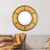 Reverse-painted glass wall mirror, 'Radiant Clarity' - Round Floral Warm-Toned Reverse-Painted Glass Wall Mirror (image 2) thumbail