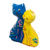 estatuilla de cerámica - Figurilla de cerámica con tema de gato azul y amarillo hecha a mano
