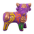 Ceramic sculpture, 'Harmonious Horns in Purple' - Andean Floral Ceramic Bull Sculpture in a Purple Base Hue