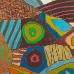 'Landscape I' - Signed Unstretched Cubist and Naif Vibrant Acrylic Painting