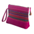 Suede wristlet, 'Glamour in The Andes' - Handcrafted Purple Suede Wristlet with Andean Cotton Textile