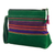 Suede wristlet, 'Luck in The Andes' - Handcrafted Green Suede Wristlet with Andean Cotton Textile