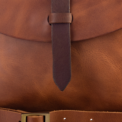 Leather messenger bag, 'Going Places' - Leather Messenger Bag with Adjustable Strap Made in Peru
